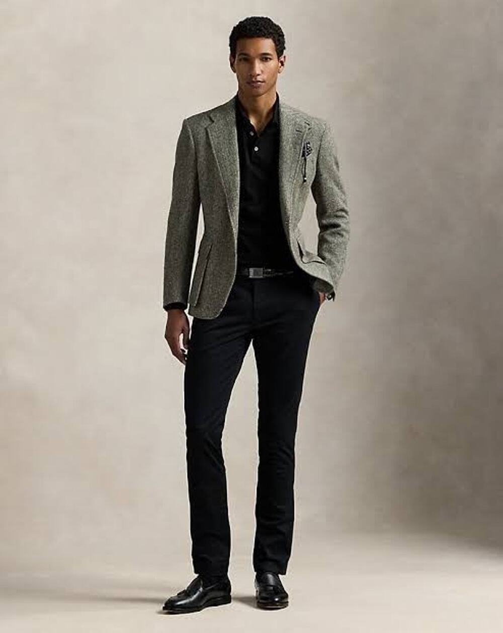 Polo Ralph Lauren Men's Black Stretch Slim Fit Chino Tapered Trousers 34x30 NWT